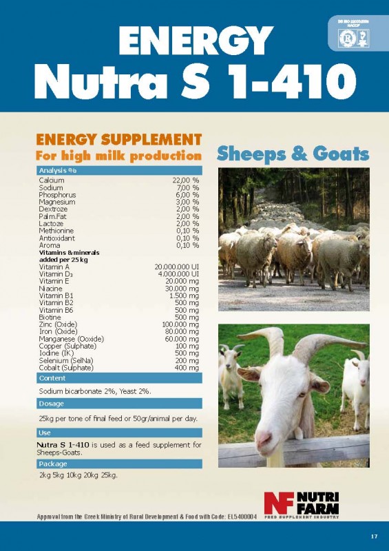 Nutra S 1-410 Energy for Sheeps & Goats for High Milk Production